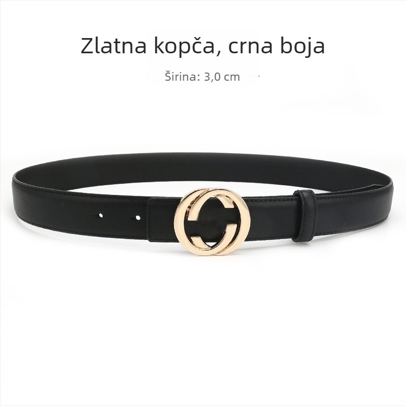 Ženski kožni kaiš od prave kože s kopčom od legure, glatka kopča, širina 2-4 cm, drugi sloj kože, antik završna obrada elektroplakiranja