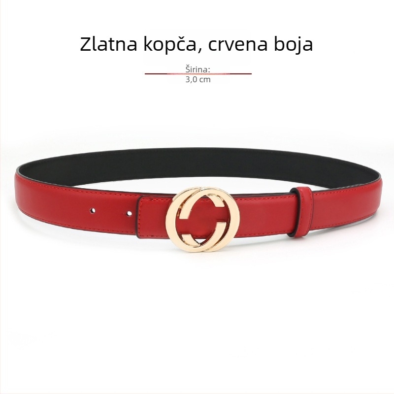 Ženski kožni kaiš od prave kože s kopčom od legure, glatka kopča, širina 2-4 cm, drugi sloj kože, antik završna obrada elektroplakiranja