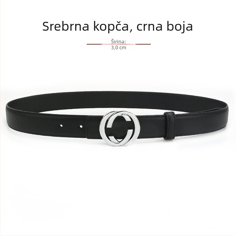 Ženski kožni kaiš od prave kože s kopčom od legure, glatka kopča, širina 2-4 cm, drugi sloj kože, antik završna obrada elektroplakiranja