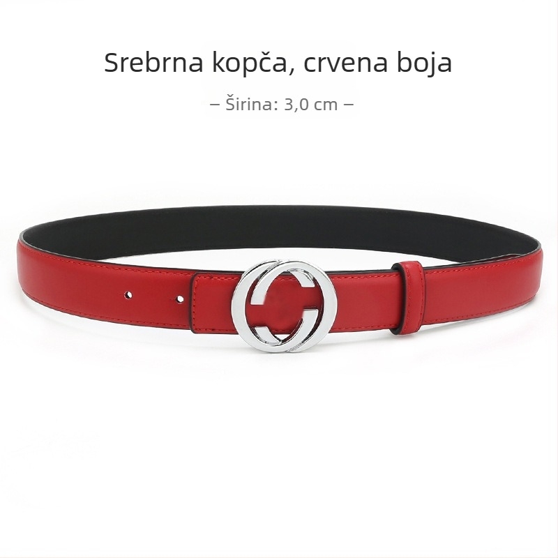 Ženski kožni kaiš od prave kože s kopčom od legure, glatka kopča, širina 2-4 cm, drugi sloj kože, antik završna obrada elektroplakiranja