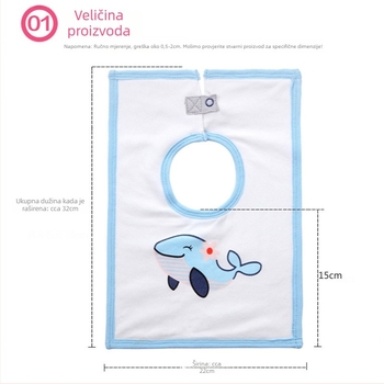 Baby salveta-lančic za brisanje sline s pamukom na površini, vodootporni srednji sloj i donji terry materijal, unisex, za bebe i djecu od 1 do 3 godine