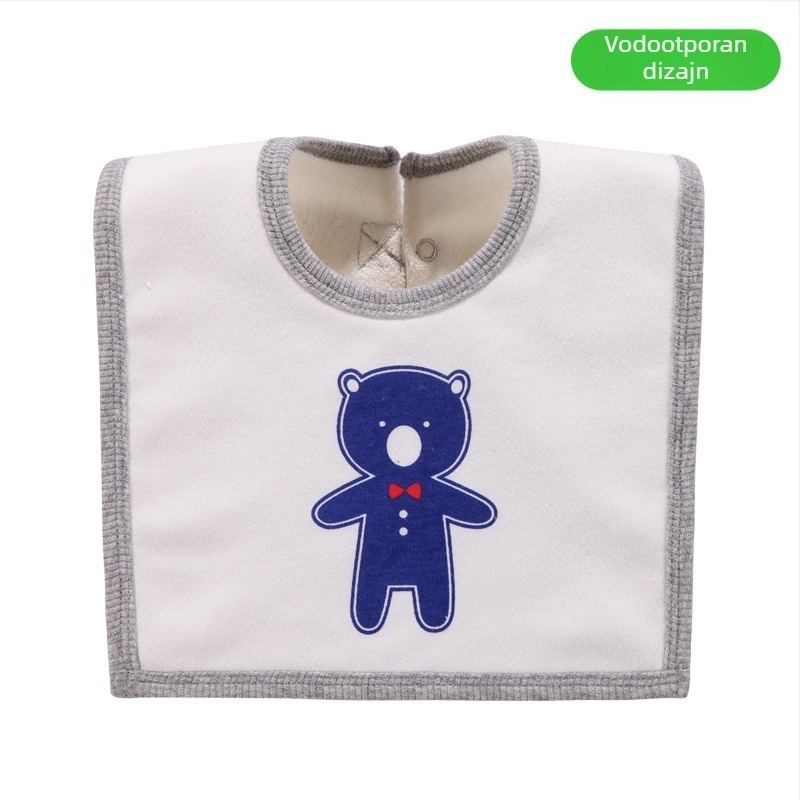 Baby salveta-lančic za brisanje sline s pamukom na površini, vodootporni srednji sloj i donji terry materijal, unisex, za bebe i djecu od 1 do 3 godine