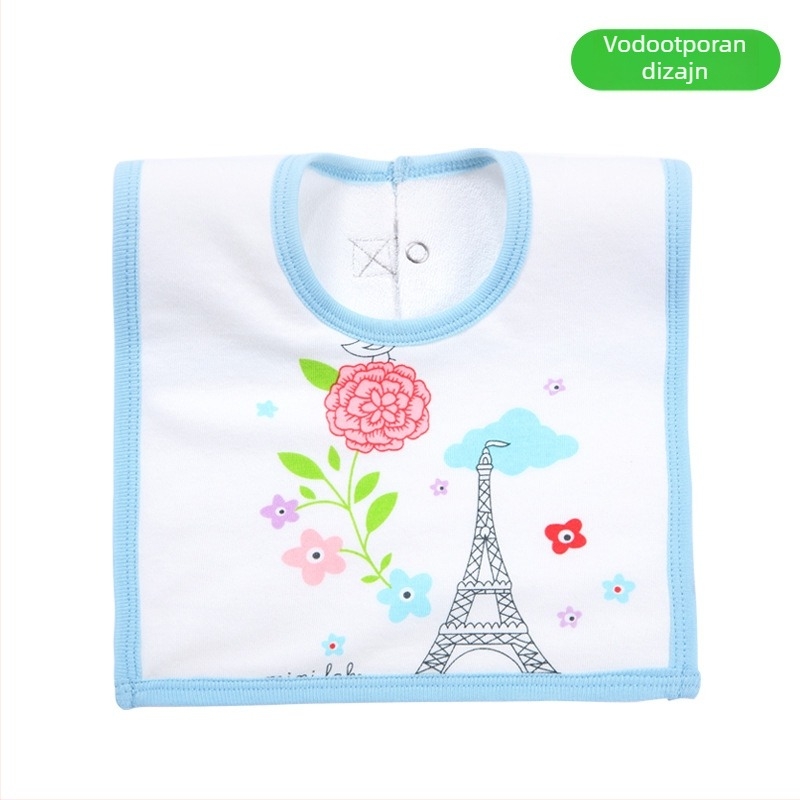 Baby salveta-lančic za brisanje sline s pamukom na površini, vodootporni srednji sloj i donji terry materijal, unisex, za bebe i djecu od 1 do 3 godine