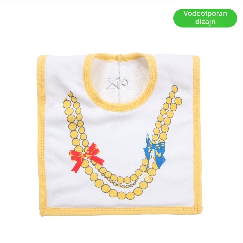 Baby salveta-lančic za brisanje sline s pamukom na površini, vodootporni srednji sloj i donji terry materijal, unisex, za bebe i djecu od 1 do 3 godine