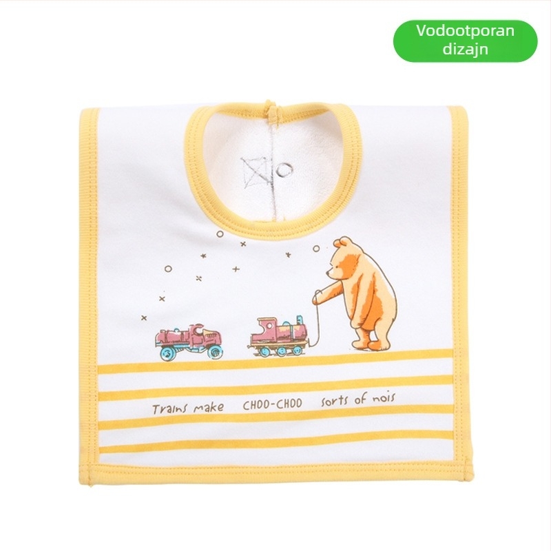 Baby salveta-lančic za brisanje sline s pamukom na površini, vodootporni srednji sloj i donji terry materijal, unisex, za bebe i djecu od 1 do 3 godine