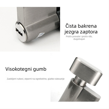 Meden cilindar brave za unutarnja vrata i protu-krađu vrata, univerzalni cilindar za termo-razdvojena aluminijsko-plastična vrata, europski standard