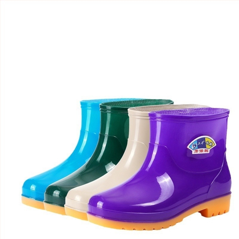 Ženske kratke kiše čizme, PU gornji dio, debeli potplat, niski pet 1-3 cm, jednobojni uzorak
