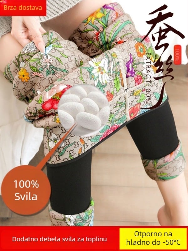 All-in-one trudničke hlače s flis podstavom, debele tople tajice s visokom elasticnošću