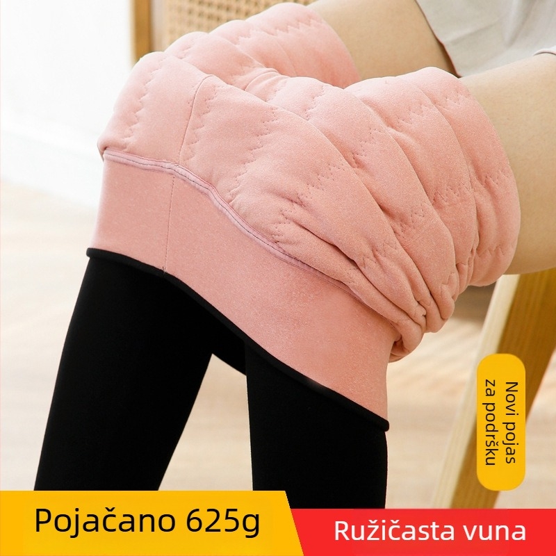 All-in-one trudničke hlače s flis podstavom, debele tople tajice s visokom elasticnošću