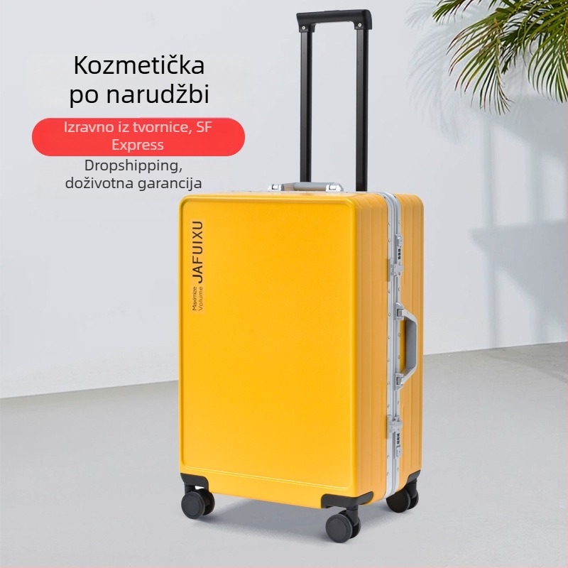 Unisex tvrdi kofer s aluminijskim okvirom, PC vanjska ovojnina i univerzalni kotačići, kapacitet 56–75 L, s bravom