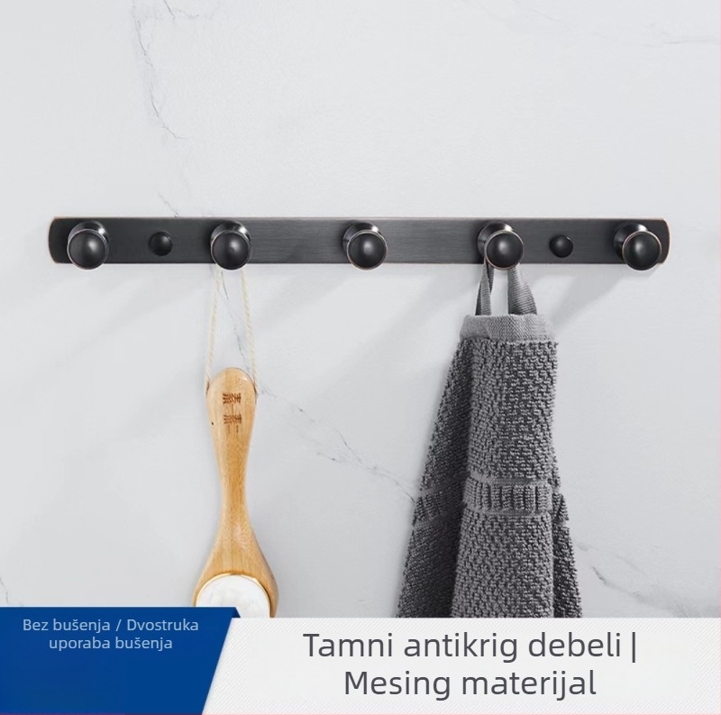 Set kupaonskih metalnih dodataka, bakar materijal, oksidacijski završetak, šestodjelni set Century Xin, uključuje držač za ručnike, držač za četkicu za zahod, držač za papir i policu za odlaganje