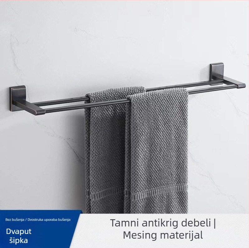 Set kupaonskih metalnih dodataka, bakar materijal, oksidacijski završetak, šestodjelni set Century Xin, uključuje držač za ručnike, držač za četkicu za zahod, držač za papir i policu za odlaganje