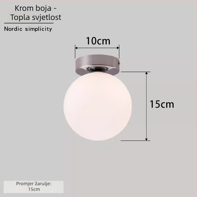 Nordijski minimalistička zidna svjetiljka s okruglim oblikom za hodnik, ulaz i spavaću sobu – LED izvor, akrilni sjenilo, čelično kućište, napon do 36V
