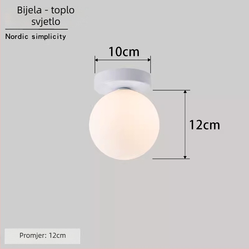 Nordijski minimalistička zidna svjetiljka s okruglim oblikom za hodnik, ulaz i spavaću sobu – LED izvor, akrilni sjenilo, čelično kućište, napon do 36V
