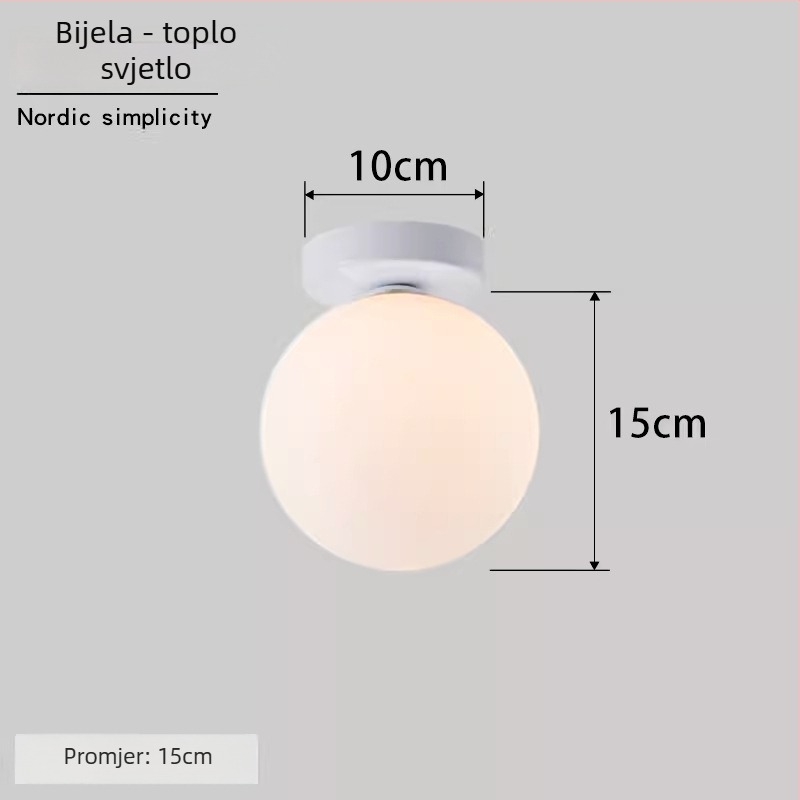 Nordijski minimalistička zidna svjetiljka s okruglim oblikom za hodnik, ulaz i spavaću sobu – LED izvor, akrilni sjenilo, čelično kućište, napon do 36V
