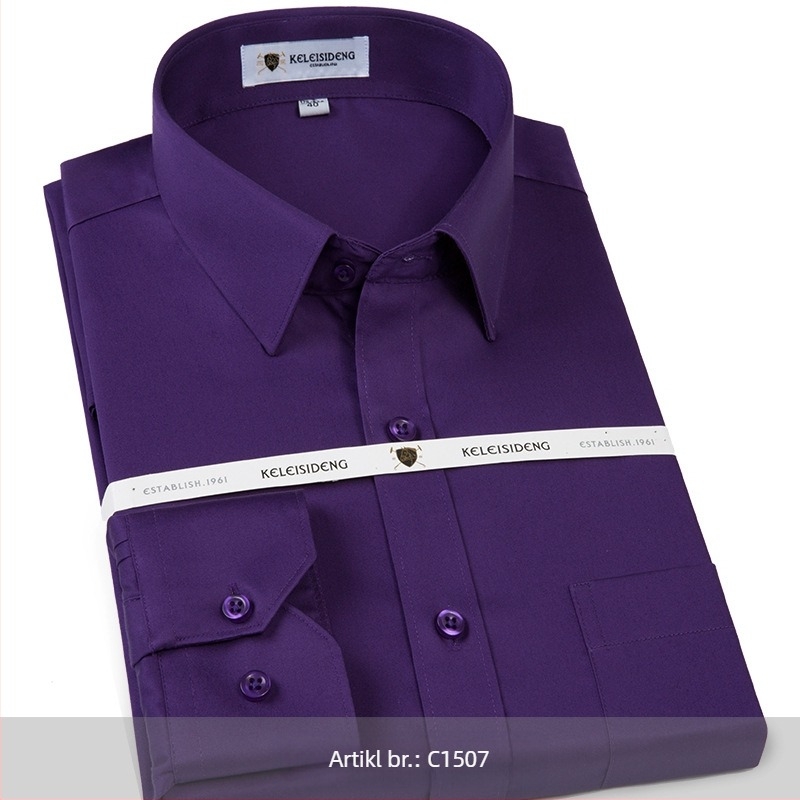 Muška košulja s dugim rukavima od merceriziranog pamuka, bez peglanja, kvadratni ovratnik, 100% pamuk