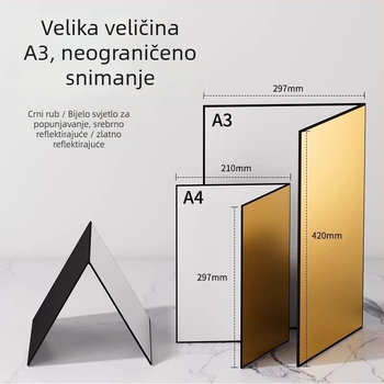 Profesionalna ploča osvjetljenja za stolnu fotografiju nakita, bijela/crna, apsorpcija svjetla, sklopiva