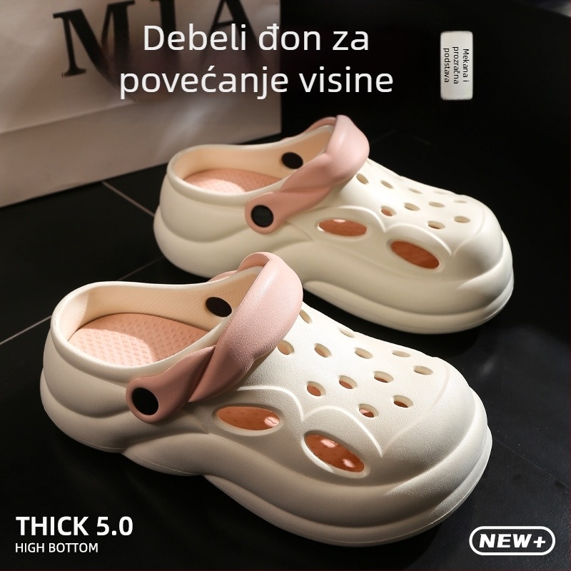 Ženske Baotou papuče s debelim đonom – protuklizna PVC gornja strana i đon, povećanje visine 1,5–3,5 cm, ljeto 2025