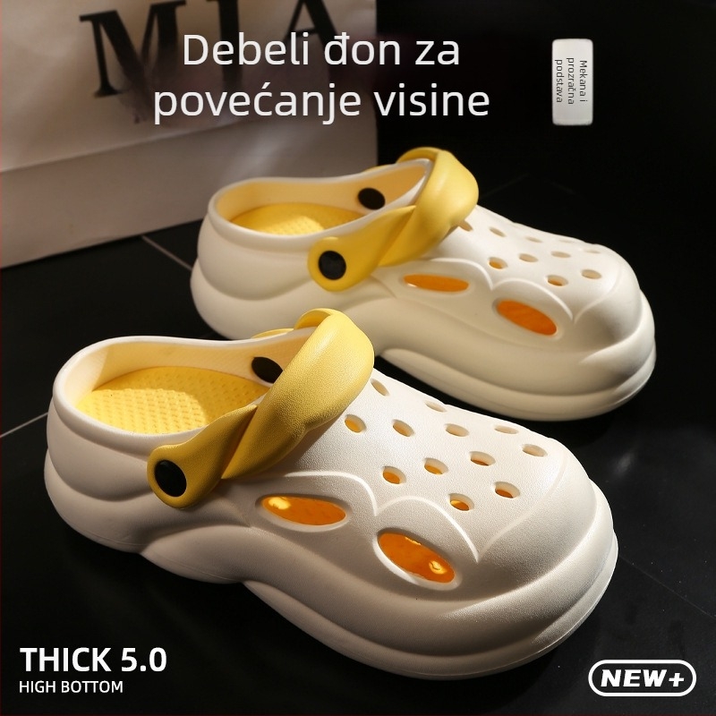 Ženske Baotou papuče s debelim đonom – protuklizna PVC gornja strana i đon, povećanje visine 1,5–3,5 cm, ljeto 2025