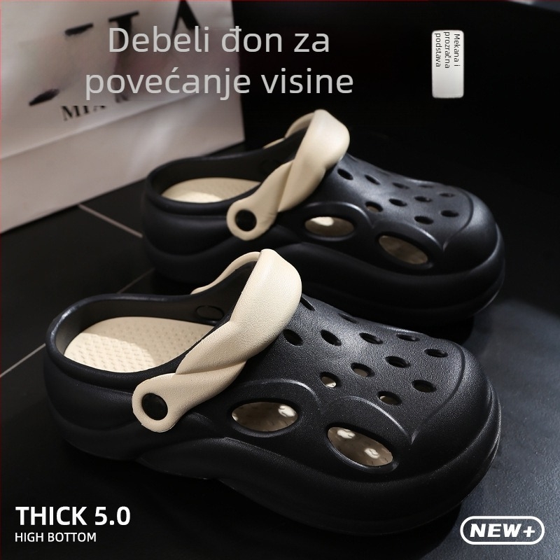 Ženske Baotou papuče s debelim đonom – protuklizna PVC gornja strana i đon, povećanje visine 1,5–3,5 cm, ljeto 2025