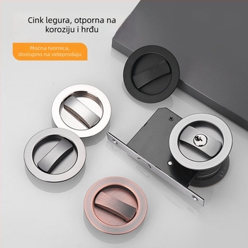 Okrugli zasun vrata zaključavanje – cinkova legura, unutarnja upotreba, skrivena ručka s kukom, za klizna i drvena vrata, moderni minimalistički stil