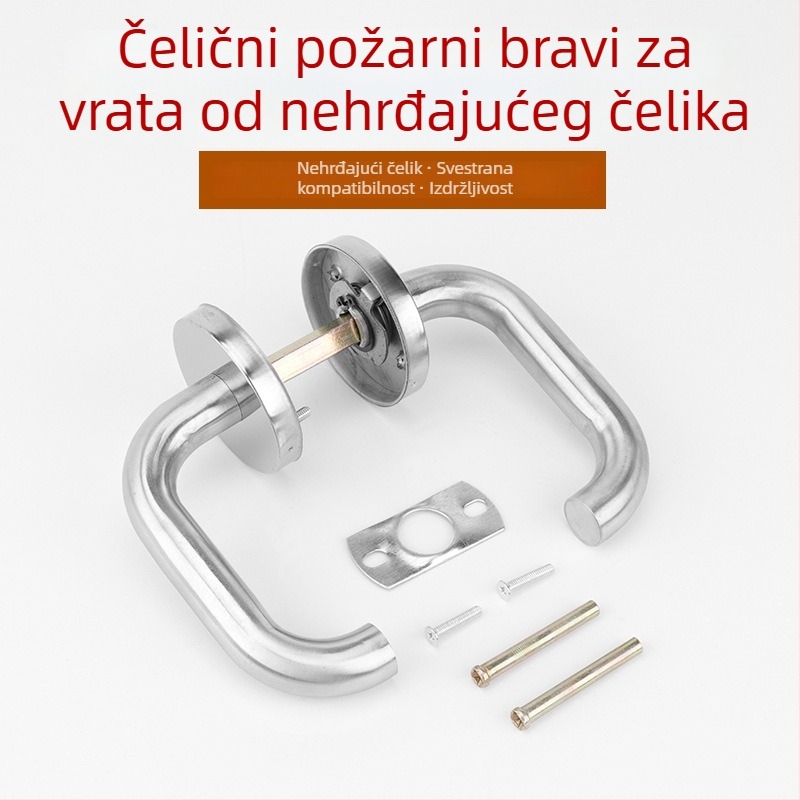Protupožarna vrata ručka s okruglom cijevi od nehrđajućeg čelika — zaključavajuća ručka, model CB-SIA, materijal nehrđajući čelik/željezo, marka Tuoyaigu, moderan minimalistički stil