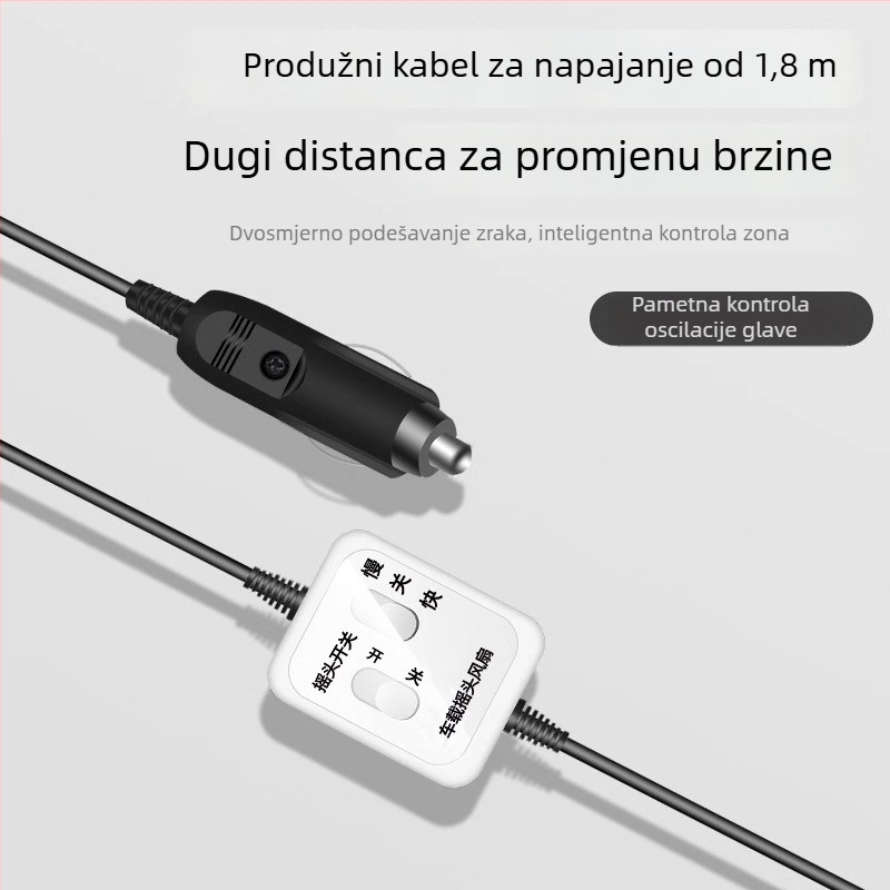 Auto ventilator YD-01, 120W, Metal + ABS, Višestruko podešavanje kuta, Tiho rad