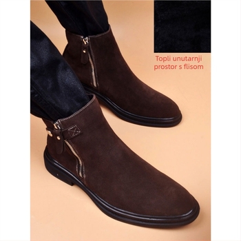 Muške čizme od prave kože, visokog kroja, britanski stil outdoor čizme, Martin čizme, gumena potplat, mrežasta unutrašnjost