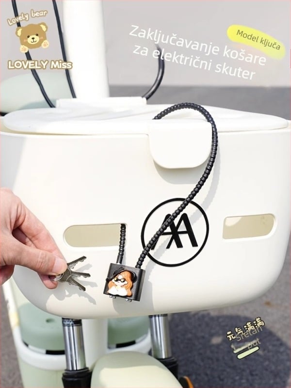 Zaključavanje prednje košare električnog bicikla sa zaključavanjem za kacigu — protiv krađe, Kepu, unisex