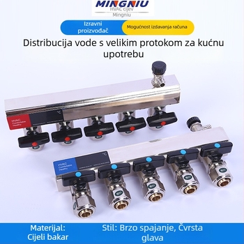 Bakreni razvodnik podnog grijanja velikog protoka, ogledna površina, DN25, 0-100°C