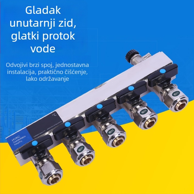 Bakreni razvodnik podnog grijanja velikog protoka, ogledna površina, DN25, 0-100°C