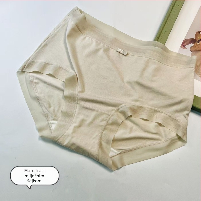 Ženske gaćice od ultra-fine modalnog mulberry sija; prozračne, antibakterijske; pleteni materijal; srednji pojas; podstava prepona 100% pamuk