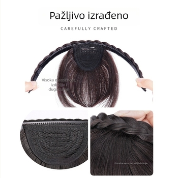 Perika s bangs i pletenicom od riblje kosti, obruč za glavu, materijal: visokotemperaturna žica, za žene, nije pogodno za toplo bojanje