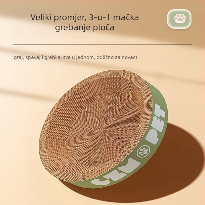 Mačje gnijezdo i grebalica u jednom; otporna konstrukcija; okomiti sisal stup od sisala; materijal: karton s ćelijama; sladak stil