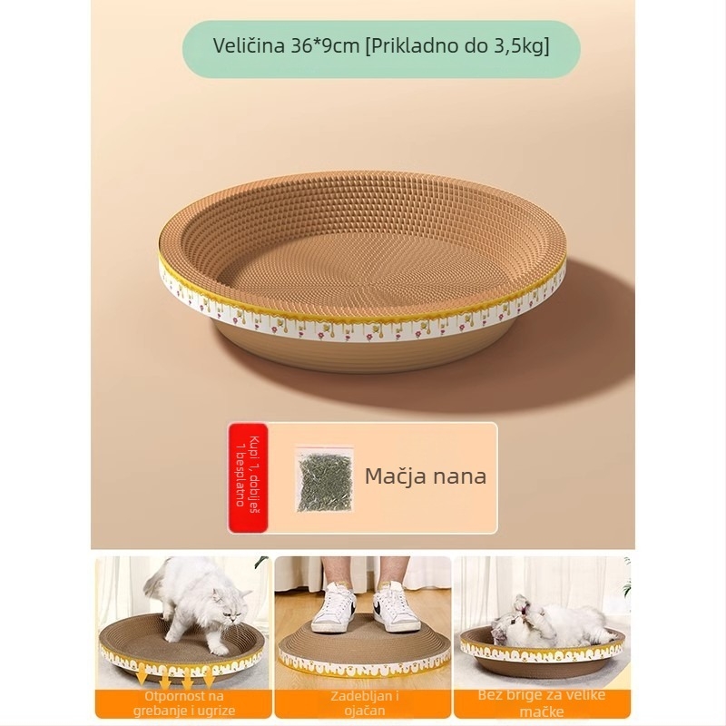 Mačje gnijezdo i grebalica u jednom; otporna konstrukcija; okomiti sisal stup od sisala; materijal: karton s ćelijama; sladak stil