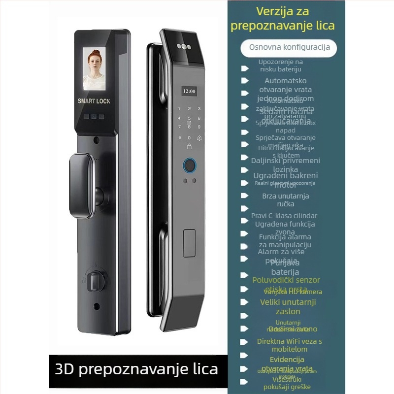 Pametna brava za vrata s prepoznavanjem lica i otiskom prsta, model Q1, marka General Zhai