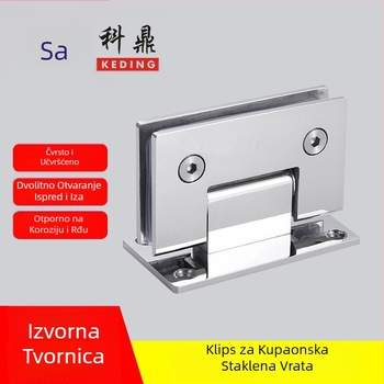 Okov za staklena vrata tuša od nehrđajućeg čelika – model 90° zavareni spojni klip, 304 SS, završna obrada sprejem, marka Keding