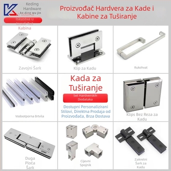 Okov za staklena vrata tuša od nehrđajućeg čelika – model 90° zavareni spojni klip, 304 SS, završna obrada sprejem, marka Keding