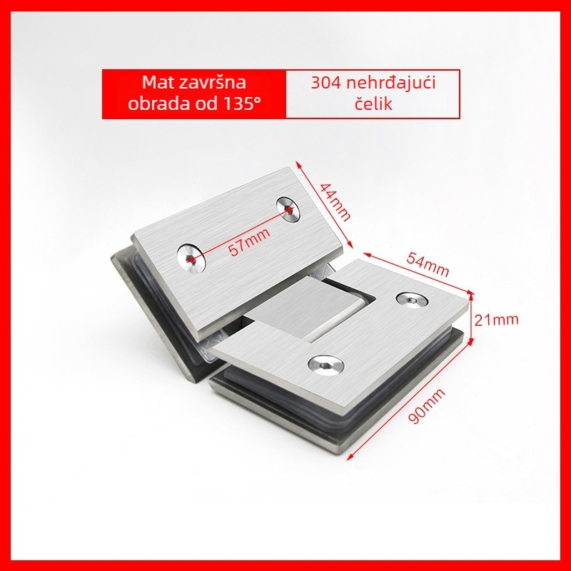 Okov za staklena vrata tuša od nehrđajućeg čelika – model 90° zavareni spojni klip, 304 SS, završna obrada sprejem, marka Keding