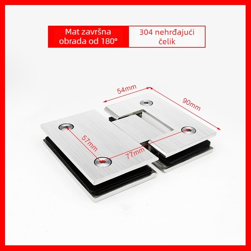 Okov za staklena vrata tuša od nehrđajućeg čelika – model 90° zavareni spojni klip, 304 SS, završna obrada sprejem, marka Keding