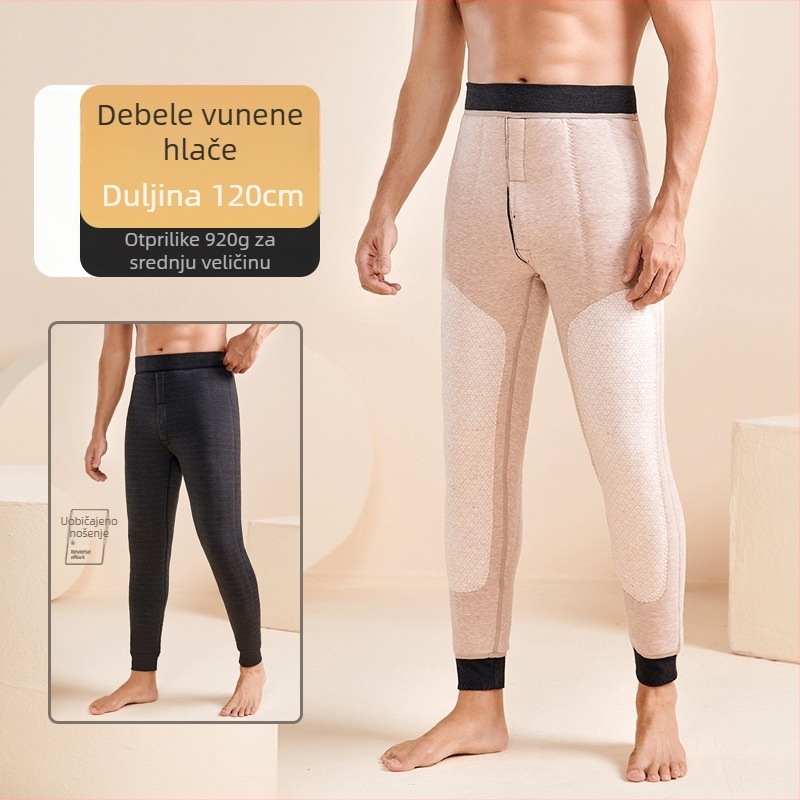 Muške zimske hlače s tri sloja, fleecem podstava, bezšivne, izuzetno debeli 501–600 g/m²