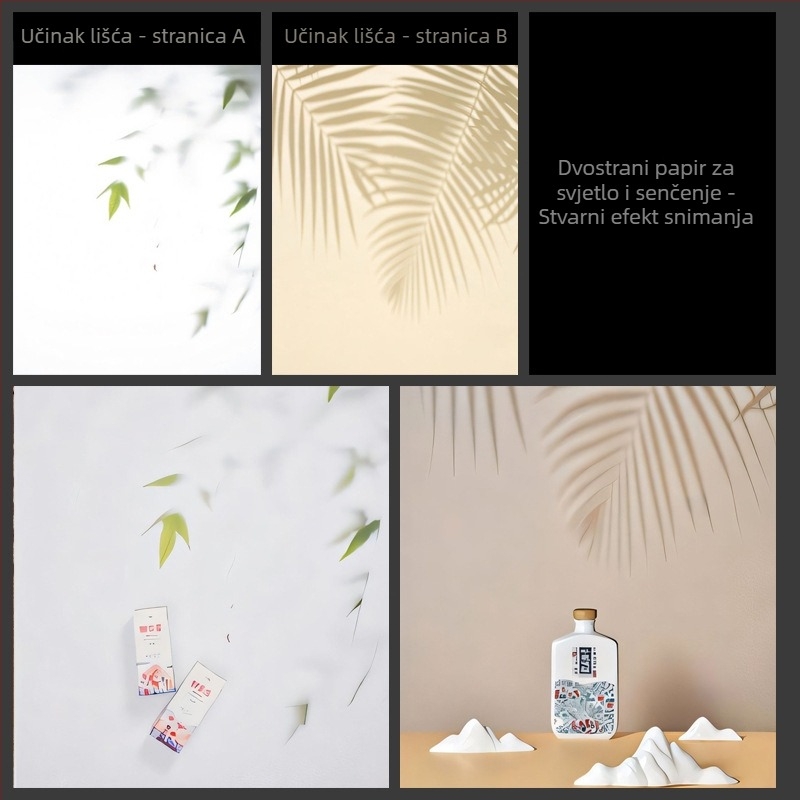 Dvostrano 3D pozadina od papira s sjenom stabla za fotografiranje hrane, ljepote i make-upa na mobitel