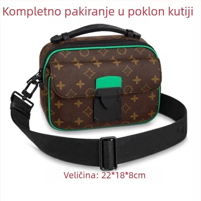 Muška PVC crossbody torba, vodootporna, proširiva, unisex stil, uzorak slova, podstava platna