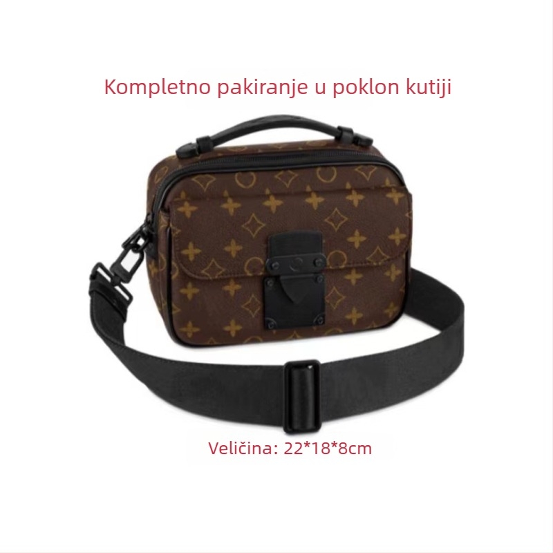 Muška PVC crossbody torba, vodootporna, proširiva, unisex stil, uzorak slova, podstava platna