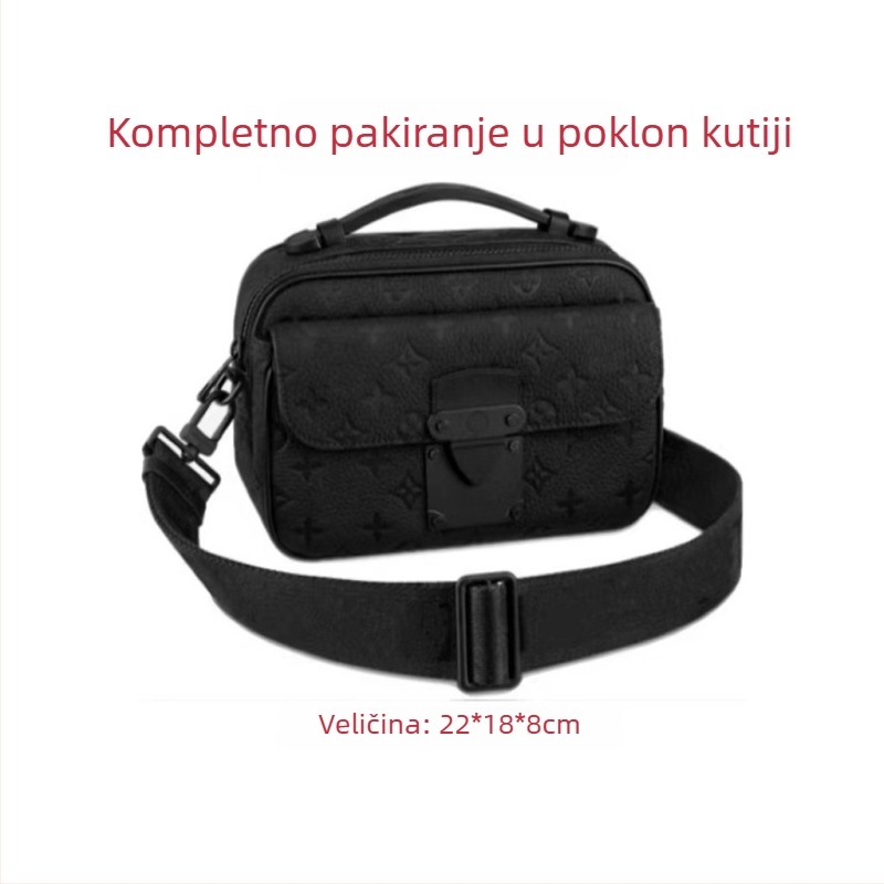 Muška PVC crossbody torba, vodootporna, proširiva, unisex stil, uzorak slova, podstava platna
