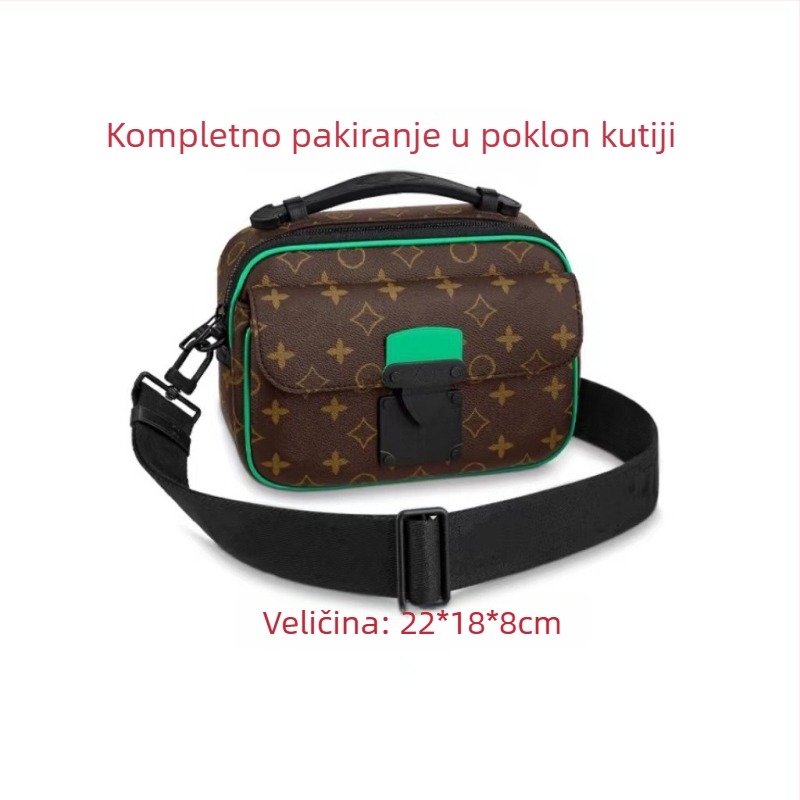 Muška PVC crossbody torba, vodootporna, proširiva, unisex stil, uzorak slova, podstava platna
