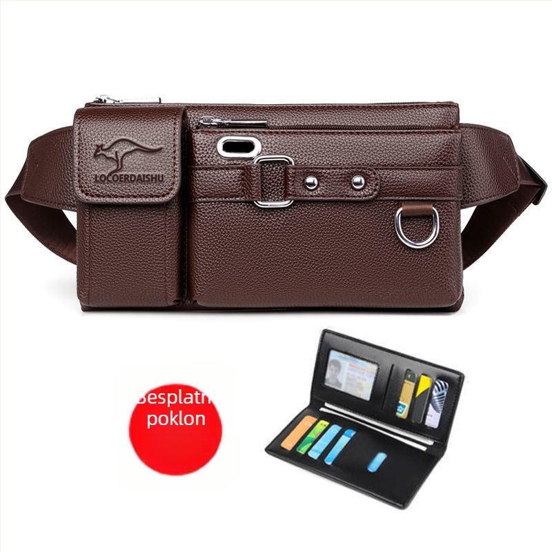 Muška torbica za struk od PU kože, vodootporna, podstava od poliestera, ulični stil, za poslovna putovanja