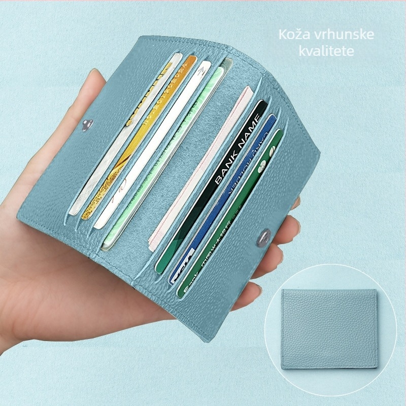 Držač kartica od prave kože – prvi sloj kože, gradski minimalistički stil, unisex, otporan na habanje