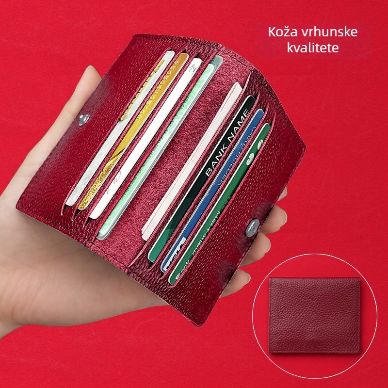 Držač kartica od prave kože – prvi sloj kože, gradski minimalistički stil, unisex, otporan na habanje