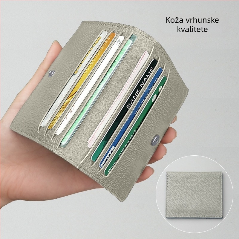 Držač kartica od prave kože – prvi sloj kože, gradski minimalistički stil, unisex, otporan na habanje